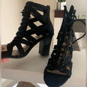 Black tie up boots
